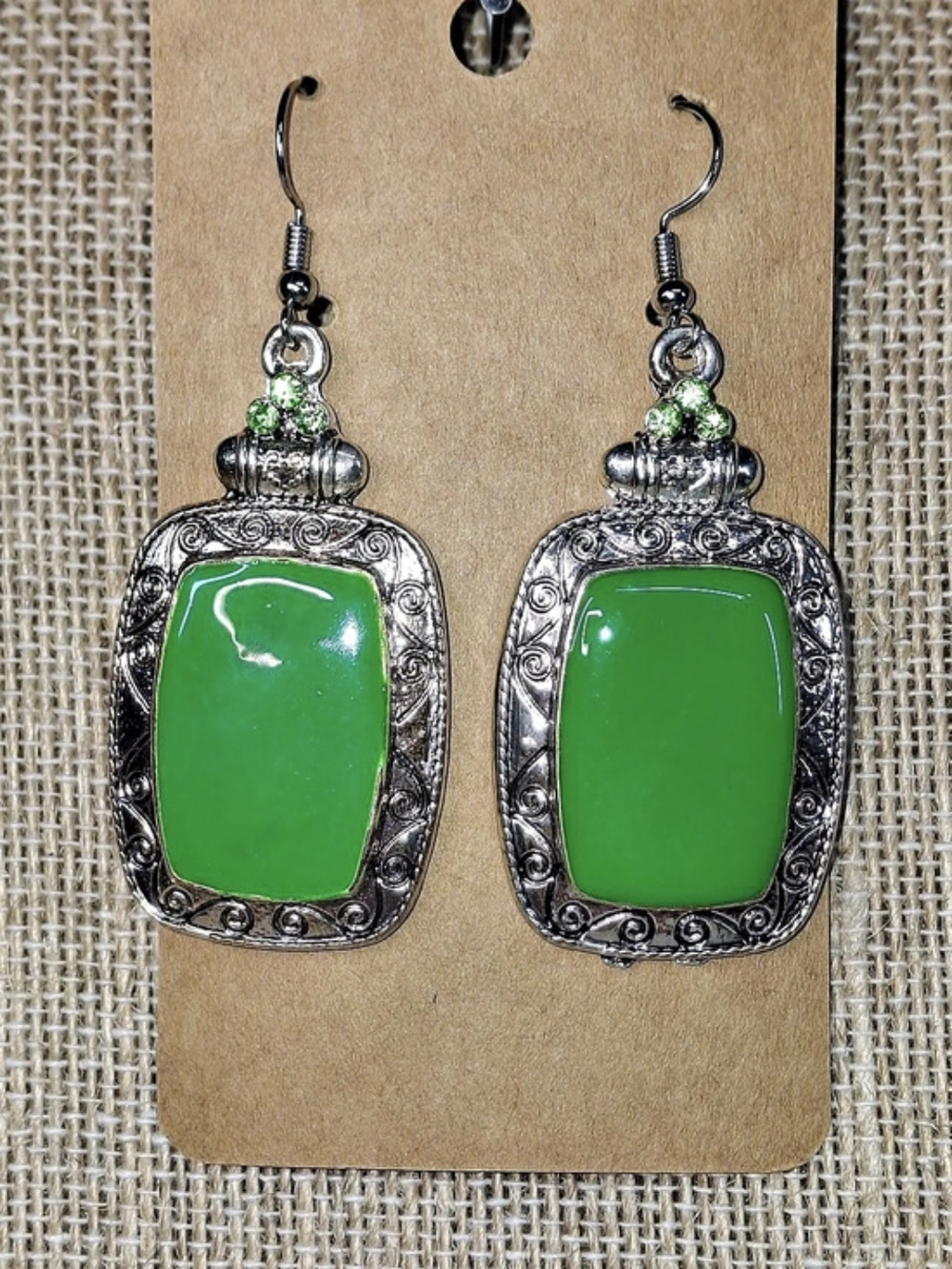 Green Stone Drop Earrings